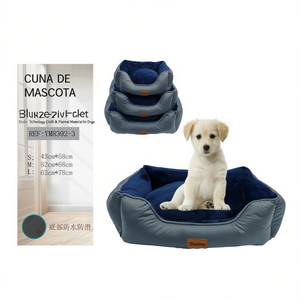 Set Letto per Animali Domestici in Tre Pezzi Blu, in Tessuto Tecnologico e Flanella per Cani - Product Image 2