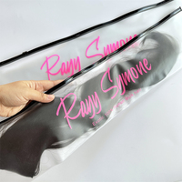Sacs d'emballage en plastique réutilisables de luxe pour perruque avec logo, sac long givré à fermeture éclair en PVC pour accessoire d'extension de cheveux