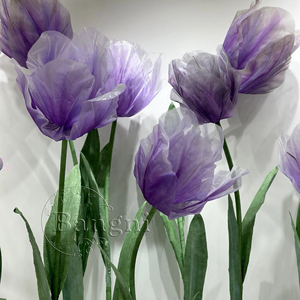 Fleurs artificielles géantes modernes en organza, tulipes violettes suspendues pour mariage, fête, événement, décoration, <span class=keywords><strong>anniversaire</strong></span>, baby shower, scène, photo - Product Image 4