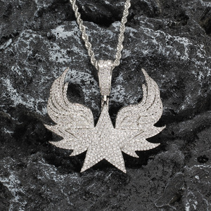 Colgante de Estrella Alada Grande, Collar de Estrella con Incrustaciones de Cobre y Circonitas, Joyería Hip Hop Iced Out - Product Image 5