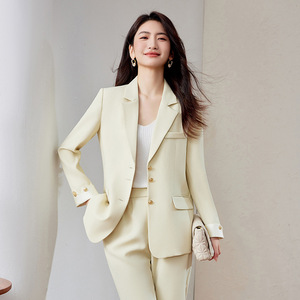 Women's Suit <b>Set</b> Solid Color Polyester Anti-Wrinkle <b>Blazer</b> Pants Two Piece Professional Formal Wear Casual Suit Sy6711 - Product Image 2