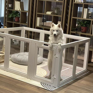 Jelas akrilik anjing <span class=keywords><strong>Playpen</strong></span> rumah cepat rakitan hewan peliharaan pagar pena kuat lantai Suction anak anjing kelinci kandang bermain rumah pena - Product Image 2