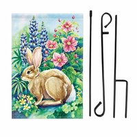 Drapeau de jardin à motif de lapin, choix idéal pour les amoureux des animaux, drapeau de jardin floral en polyester double face pour la décoration extérieure de la maison