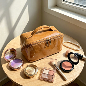 Travel Waterproof PVC Kraft Paper Makeup Bag Flat Open Portable <b>Toiletry</b> Bag for Skincare - Product Image 5