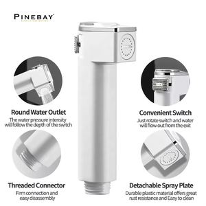 PINEBAY, изготовленные на заказ, пластиковые ручные биде высокого давления от производителя, белый Shattaf, набор ручных распылителей для ванной комнаты - Product Image 6