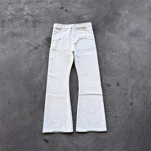 Vaqueros holgados de mezclilla selvedge blanca para hombre, diseño personalizado, corte holgado, pierna ancha de 14 pulgadas, corte bootcut sin rematar, pantalones salvaje, vaqueros streetwear - Product Image 1