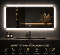 Miroir intelligent de salle de bain avec rangement, éclairage LED, anti-buée, commande tactile, miroir mural avec armoire
