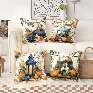 Bantal dekoratif bertema musim gugur dengan daun labu dan ungkapan hangat untuk dekorasi rumah musiman - Product Image 2