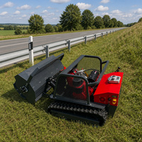 Tondeuse à chenilles diesel auto-alimentée télécommandée par radio, hauteur de coupe 20-380 mm, 72 lames à fléaux pour herbe trop haute