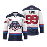 Jersey Hoki Es OEM Full Sublimasi Custom untuk Tim Dewasa, Latihan dan Pertandingan Hoki Es