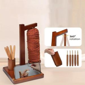 Wooden Spool Holder For Yarn <b>Crochet</b> <b>Hooks</b> Craft Tools Minimalist Design Rotatable Stand Solid Wood Knitting Organizer - Product Image 5