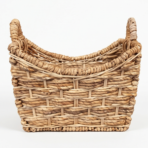 Natural Woven Seagrass Magazine Rack Basket with Handles, Curved <b>U</b>-Shaped Wicker Floor Storage Tote Bin for <b>Living</b> Room - Product Image 1
