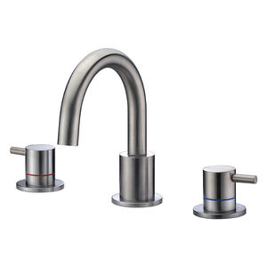 Basin Bathroom Sink Faucet 3 Hole Dual Handle Metered Ceramic Valve Core Modern Design <b>Deck</b> Mount - Product Image 2