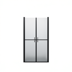 Puerta de Ducha Esmerilada de 34.6-35.8x74.8 Pulgadas con Marco Negro, Vidrio Templado, Bisagras, Diseño Minimalista, Forma Rectangular - Product Image 1
