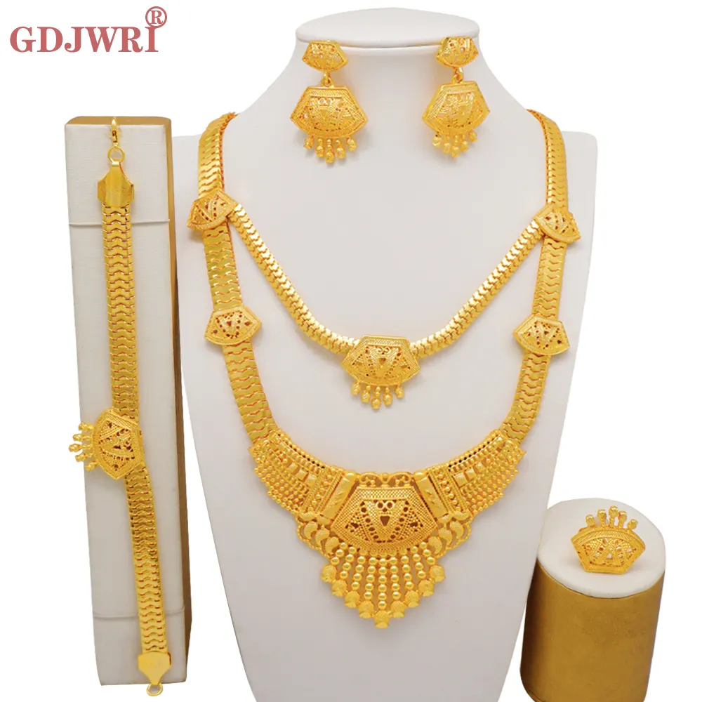 GDJWRI BJ1199 women african luxury necklace indian jewelry set wholesale china gold plated 18k