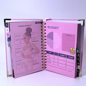 Agenda personnalisé en cuir à spirale avec coins métalliques, carnet de notes et planificateur mensuel 12 mois - Product Image 4