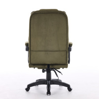 Chaise de bureau exécutive avec repose-pieds en tissu velours vert foncé, chaise inclinable pour bureau