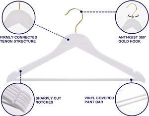 Wholesale Custom LOGO Solid <b>Wooden</b> <b>Hangers</b> Pants Trousers Coat White Shirt Rod <b>Wooden</b> <b>Hangers</b> with Rod - Product Image 4