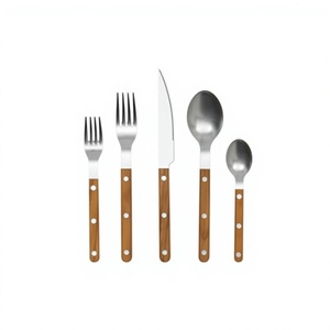 Juego de Cubiertos de Acero Inoxidable de Alta Calidad al por Mayor con Mango de Madera de Teca, Estilo Clásico, Vajilla para Hotel y Restaurante, Apto para Lavavajillas - Product Image 1