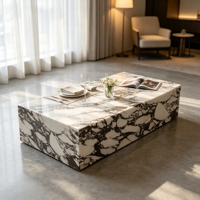 Viola-förmiger Natürlicher Calacatta-Marmor Moderner Couchtisch mit Niedrigem Gestell Luxuriöser Maßgefertigter Esszimmer-Apartment-Hotel-Beistelltisch