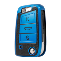Funda Protectora de TPU con Textura de Cuero para Llave de Coche Volkswagen Tiguan L Lavida Plus Golf 7 Polo Skoda VW, Llavero, Bolsa para Llaves