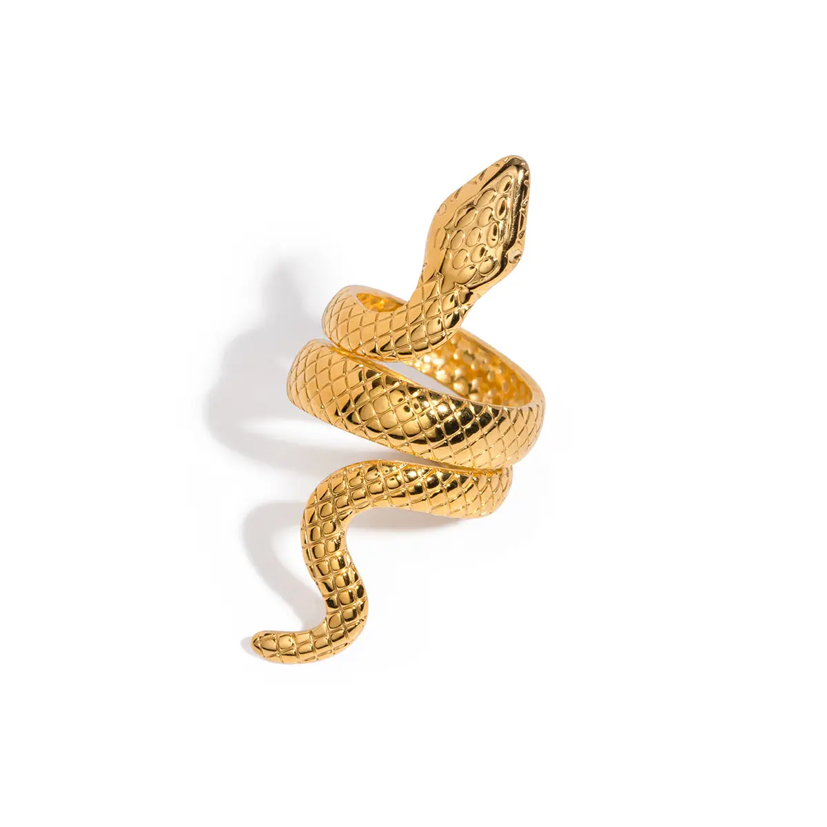 18K vàng thép không gỉ rắn Vòng phụ nữ đồ trang sức bán buôn thời trang Exaggerate hip hop mô hình kim cương twining rắn ngón đeo nhẫn