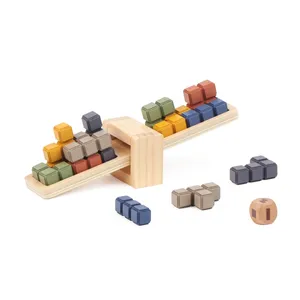 2023木制教育几何积木游戏儿童PK跷跷板高品质平衡游戏玩具