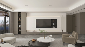 Custom Design Wood Whole Wall Mounted Smart TV Unit Stands Living Room Bedroom Hotel Furniture Gray Modern Eco-Friendly Large - Product Image 2