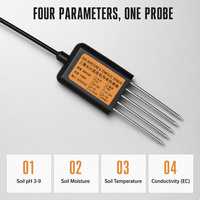 Capteur/transmetteur de sol multifonctionnel RS485 (protocole Modbus) pH / Température / Humidité / Conductivité 1 an IP68