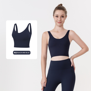 Women's Longline Sports Bra Crop Tank Top V <b>Neck</b> Medium Support Breathable Quick Dry Yoga Gym Workout - Product Image 4