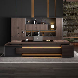 Bureau de direction de luxe bureau en forme de L ensemble table et chaises de bureau pour patron mobilier de bureau en bois bureau design moderne pour PDG - Product Image 2