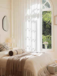 <span class=keywords><strong>Rideau</strong></span> en tulle tissé blanc beige avec perles et corde, translucide, occultant, en lin gaze, style moderne, pour salon, chambre à coucher, tissu de <span class=keywords><strong>rideau</strong></span> - Product Image 5