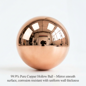 Esfera Oca de Cobre Vermelho T2 Polido Espelhado, Ornamento Decorativo de Metal para Casa e Escritório, Acessório Artesanal Sem Costura - Product Image 1