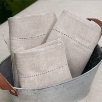 Collection de serviettes en lin pur faites à la main, unies, carrées, style classique, bio, écologiques, avec ourlet festonné
