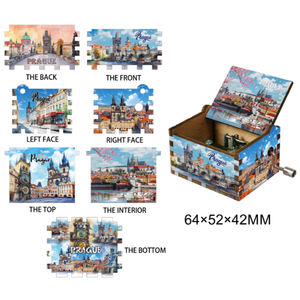 Boîte à musique miniature en bois personnalisée, gravée au laser, colorée, à manivelle, souvenir touristique, vente en gros - Product Image 4