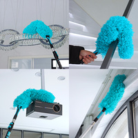 Kit de dépoussiérage télescopique en aluminium de 2,4 m, 5 pièces, manche long extensible, brosse de nettoyage pour les murs, les plafonds, les fenêtres, les interstices, brosse à poussière