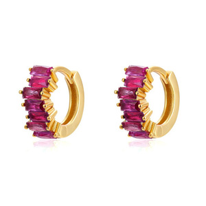 Ensemble de boucles <span class=keywords><strong>d</strong></span>'oreilles colorées en zircon, étanches, en <span class=keywords><strong>vermeil</strong></span> doré, créoles pour femmes, en argent sterling 925 plaqué or 18 carats PVD, type Huggie - Product Image 2