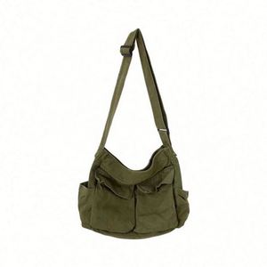 Bolso Bandolera Estético y Bonito para Estudiantes, Estilo Vintage, Negro y Verde, de Lona, para Mujer - Product Image 1