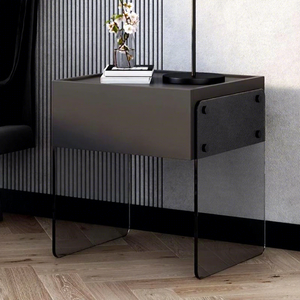 ตู้เก็บของข้างเตียงไม้สไตล์อิตาเลียนมินิมอลโมเดิร์นเรียบง่ายสร้างสรรค์อเนกประสงค์พร้อมกระจกและไฟ LED ประกอบสำเร็จ - Product Image 2