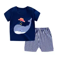 T-shirt d'été pour bébé garçon, ensemble de 2 pièces, avec bretelles, tenue boutique, vente en gros,