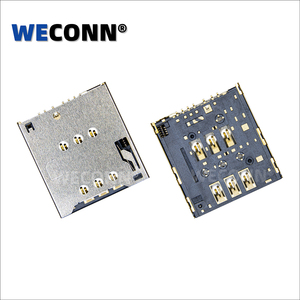 WECONN WL-SIM142-00C 6PIN+<span class=keywords><strong>2</strong></span> H=1.43mm 推推式带检测开关微型SIM卡连接器插座 - Product Image 1