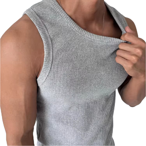 <span class=keywords><strong>Canotta</strong></span> da <span class=keywords><strong>uomo</strong></span> alla moda Casual in maglia per lo sport Fitness palestra strato Base per la primavera estate gilet americani nuovo Design - Product Image 5