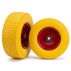 Roue en mousse PU de 10 pouces 4.10/3.50-4 avec jante métallique <span class=keywords><strong>pour</strong></span> buggy de plage, <span class=keywords><strong>chariot</strong></span> à sable, <span class=keywords><strong>kayak</strong></span>, <span class=keywords><strong>chariot</strong></span> à roulettes, tout-terrain, anti-crevaison, sans traces - Product Image 1