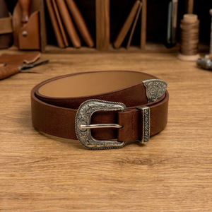 Premium <b>Men</b>’s Western <b>Leather</b> <b>Belt</b> Classic Ranch Cowboy Fashion Accessory from Divine International - Product Image 1
