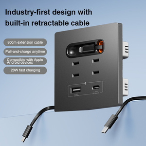 USB Type-C格納式急速充電壁コンセント 3.5m ABS素材 20W <span class=keywords><strong>20A</strong></span> WIFI対応 ホームコンピュータ/携帯電話充電ステーション - Product Image 2