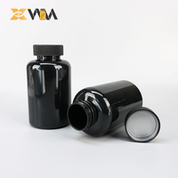 Récipient HDPE noir direct d'usine 150-200ml avec capuchon à double verrouillage, pot de col de 47mm bouteille de supplément
