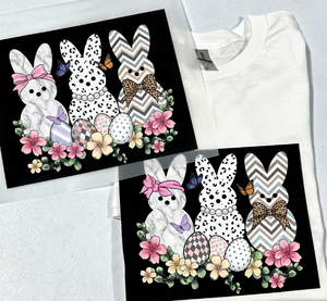 Combo Festivo de Conejitos de Pascua, Vinilo Termotransferible Lavable para Transferencia con Diseños Florales y de Animales - Product Image 1