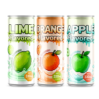Nuevo diseño estilo mosaico manzana naranja Lima jugo afrutado bebida personalizada etiqueta privada 330ml refresco carbonatado refresco