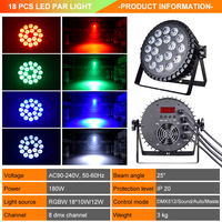 RGBW/RGBWA/RGBWAV DMX512 Slim Par IP33 18*10W LED PAR lumière pour éclairage de barre de mariage de scène intérieure