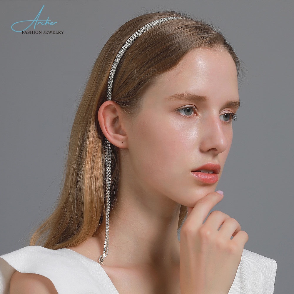 Silver Vintage Crystal Tassel Headband for Women and Girls  display picture 3